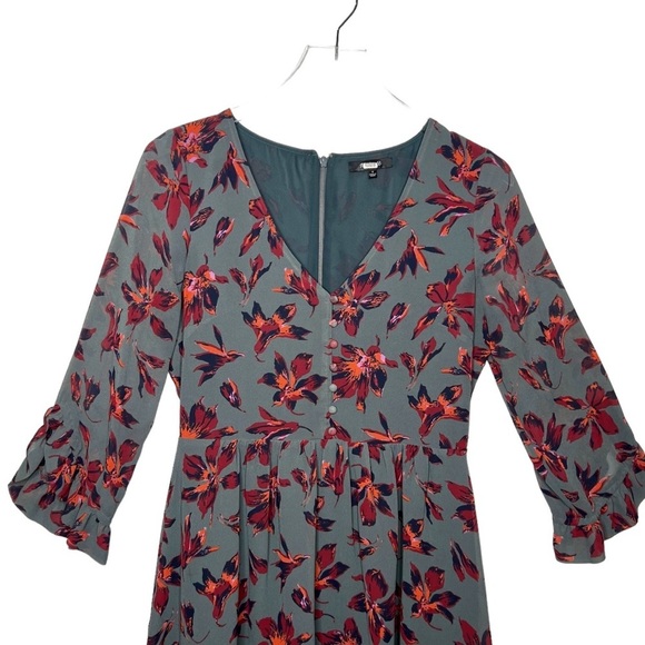 Madewell Ruffle Sleeve Women’s Dress In Winter Orchid Dark Florals Sz 4 - Picture 3 of 13